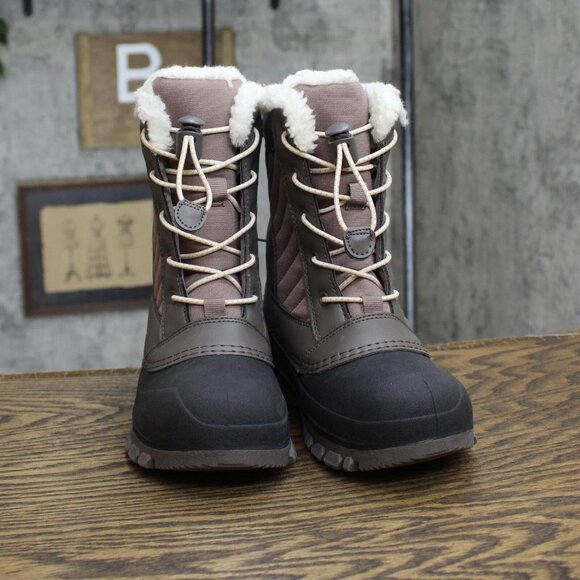 NWT All In Motion Faux Fur Skylar Winter Boots 88236452 6 Blush Brown Black - Picture 4 of 7